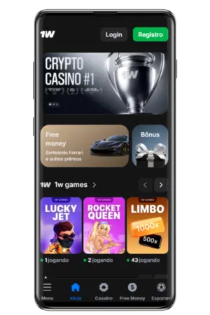 Capturas de tela do aplicativo movel do 1win casino